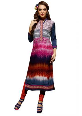 Blue Rayon Readymade Printed  Kurti 1