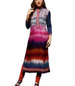 Blue Rayon Readymade Printed  Kurti