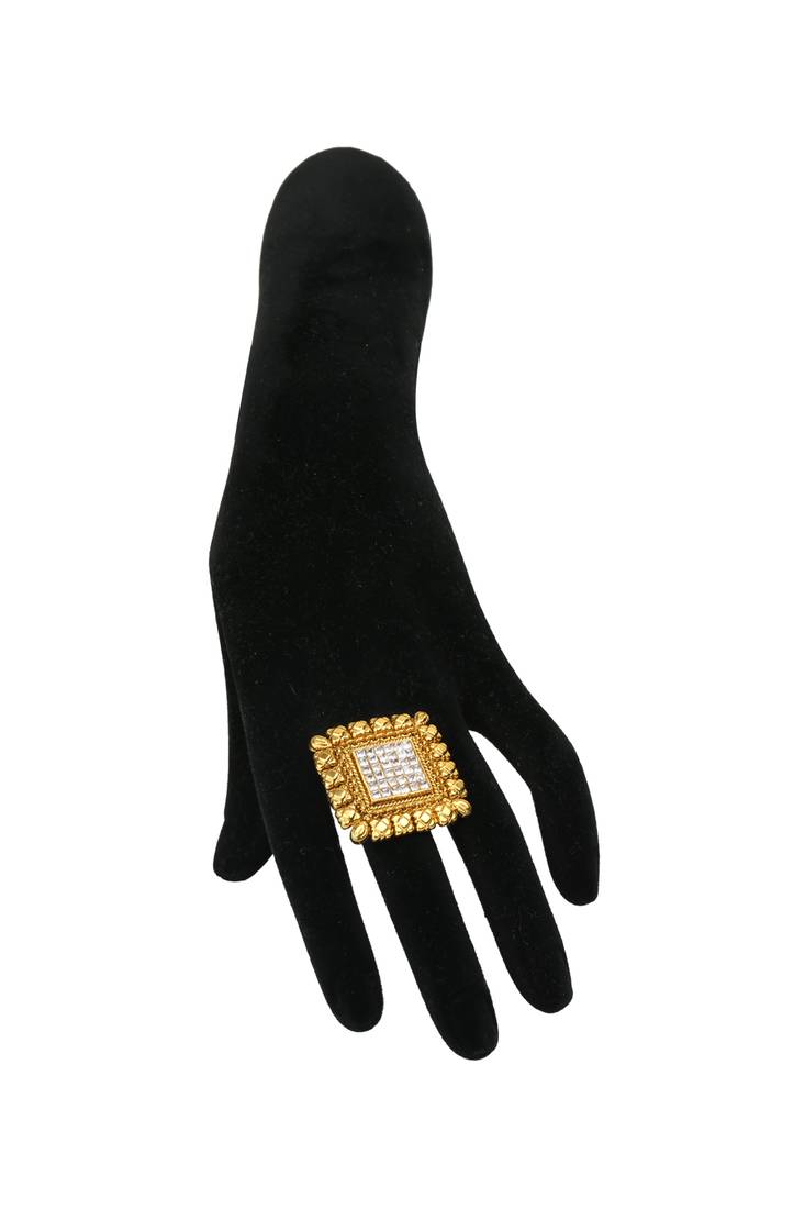 Gold ring studded with diamonds