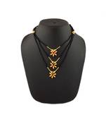 Fancy Single Line Mani with Three Pendants 24K Gold Plated Alloy Mangalsutra