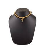 Full Jhalar Black Crystal Thushi 24K Gold Plated Alloy Mangalsutra