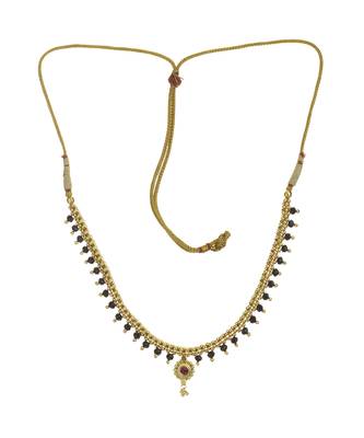 Full Jhalar Black Crystal Thushi 24K Gold Plated Alloy Mangalsutra 2