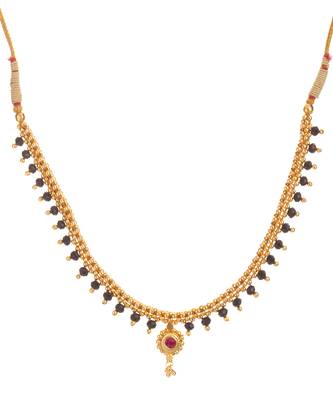 Full Jhalar Black Crystal Thushi 24K Gold Plated Alloy Mangalsutra 3