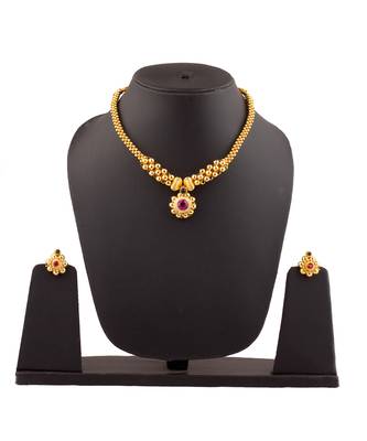 Jijamata Thushi 24K Gold Plated Alloy Necklace And Earring Set 1