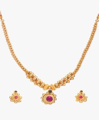 Jijamata Thushi 24K Gold Plated Alloy Necklace And Earring Set 2