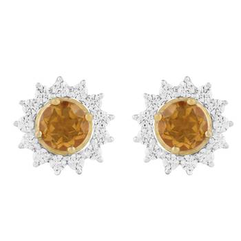 Allure 925 Sterling Silver Stud Earring with Single Stone Citrine Gemstone 1