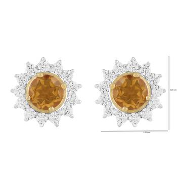Allure 925 Sterling Silver Stud Earring with Single Stone Citrine Gemstone 2