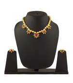 Five Pandal Jav Mani Haar 24K Gold Plated Alloy Necklace and Earring Set