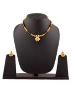 Black And Golden Mani 24K Gold Plated Alloy Necklace And Earring Set