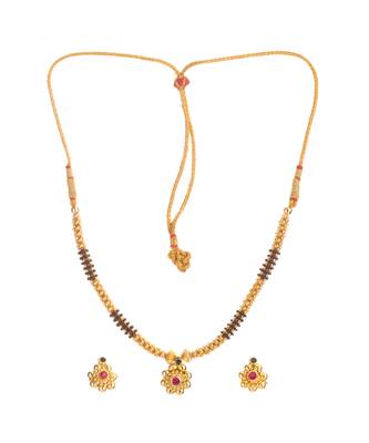Black And Golden Mani 24K Gold Plated Alloy Necklace And Earring Set 2