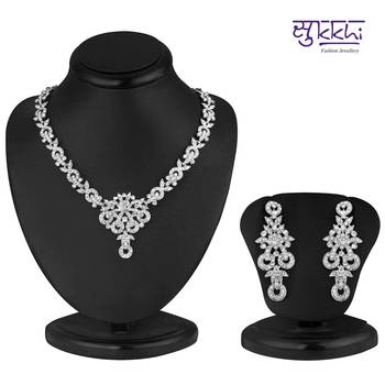 Sukkhi Classy Rhodium plated AD Stone Necklace Set 1