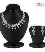 Sukkhi Glimmery Rhodium plated AD Stone Necklace Set