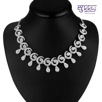 Sukkhi Glimmery Rhodium plated AD Stone Necklace Set 2