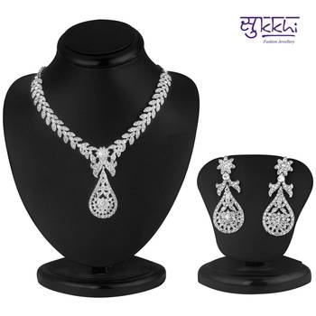 Sukkhi Pleasing Rhodium plated AD Stone Necklace Set 1