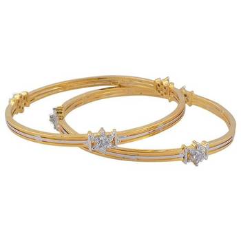 Gold And Silver Plating With White Diamond Bangle 1