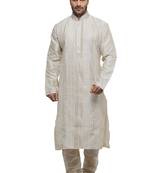 Fawn Kurta Set With All Over Lace Work With Cordered Collar N Near Neck