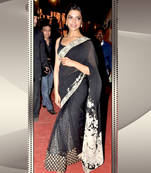 Deepika Padukone Black and White Heavy Saree