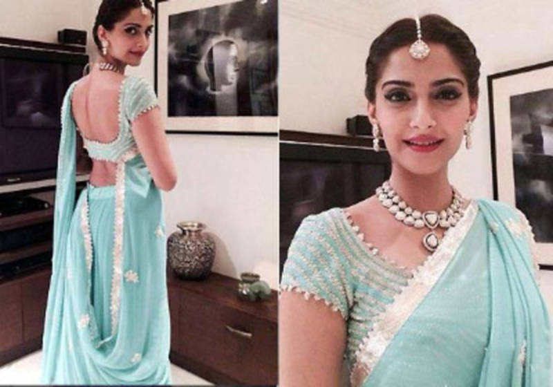 Sonam Kapoor Sky blue Fancy Designer Saree