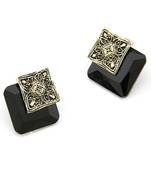 Elegant Black Square Studs