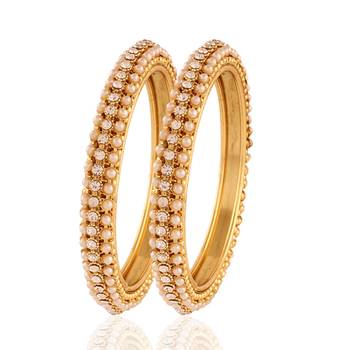 Gold Plated Pearl With Attractivr Bangles 1