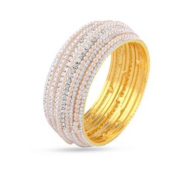 White Pearl Fancy Stone Bangles 1