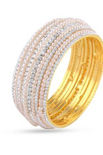 White Pearl Fancy Stone Bangles