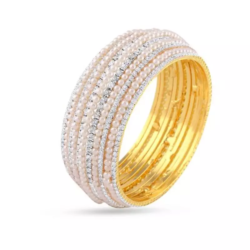 White Pearl Fancy Stone Bangles