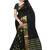 Black and Gold plain Cotton Silk saree with blouse
