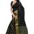 Black and Gold plain Cotton Silk saree with blouse