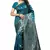 Turquoise plain Banarasi Silk saree with blouse