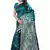 Turquoise plain Banarasi Silk saree with blouse