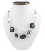  Elegant "Black And White Stripes" Corporate Statement Necklace In Black Onyx Gemstone Design