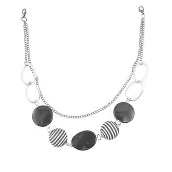  Elegant "Black And White Stripes" Corporate Statement Necklace In Black Onyx Gemstone Design 2