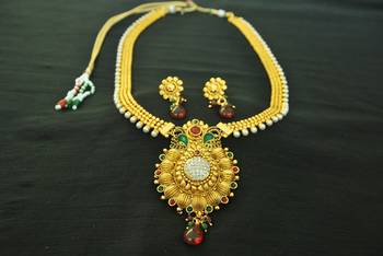 Beautiful Gold Plated Peacock Necklace set with American Diamond 1