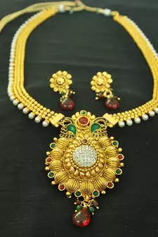 Beautiful Gold Plated Peacock Necklace set with American Diamond