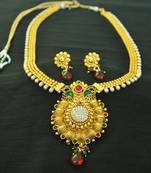 Beautiful Gold Plated Peacock Necklace set with American Diamond