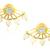 Flower Pearl American Diamond CZ  Gold Plated Dangling Earring for Women