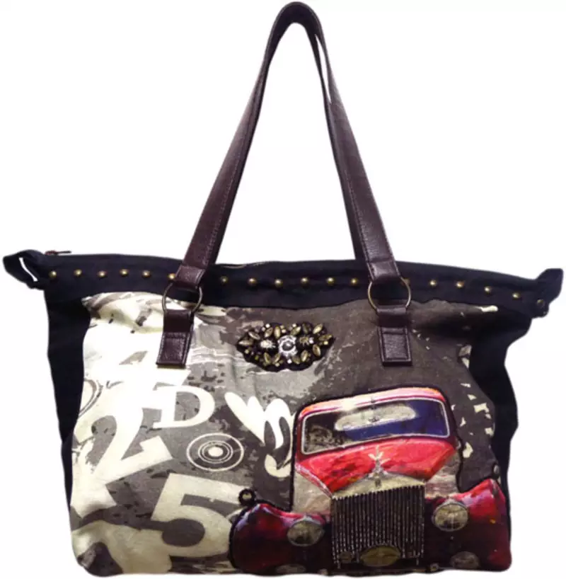 Cotton Duck With Digital Printing& Stud Work Bag