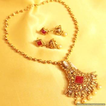 Kundan Ruby Polki Pendant Set 1
