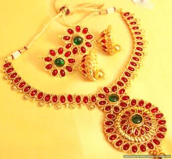 Multicolour Polki Kempu Necklace Set 1