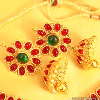 Multicolour Polki Kempu Necklace Set 3