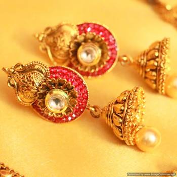 Antique Gold Look Paisley Necklace Set 2