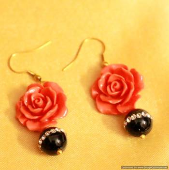 Black Onyx Rose Cut Coral Necklace Set 3