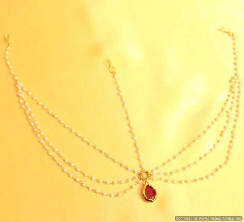 Ruby Pear Shaped Kundan Mathapatti