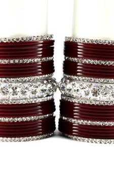 personalized acrylic metel bangles set colour maroon size-2.4,2.6,2.8,2.10
