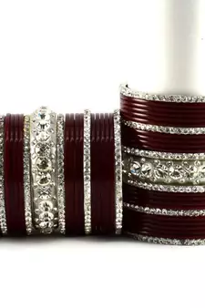 personalized acrylic metel bangles set colour maroon size-2.4,2.6,2.8,2.10