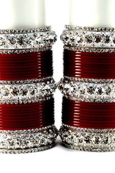 personalized acrylic metel suhag punjabi bridal bangles set colour red  size-2.4,2.6,2.8,2.10