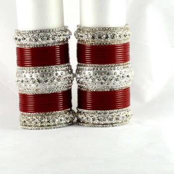 personalized acrylic metel suhag punjabi bridal bangles set colour red  size-2.4,2.6,2.8,2.10 1
