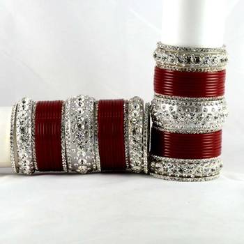 personalized acrylic metel suhag punjabi bridal bangles set colour red  size-2.4,2.6,2.8,2.10 2