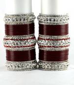 personalized acrylic metel suhag punjabi bridal bangles set colour maroon  size-2.4,2.6,2.8,2.10